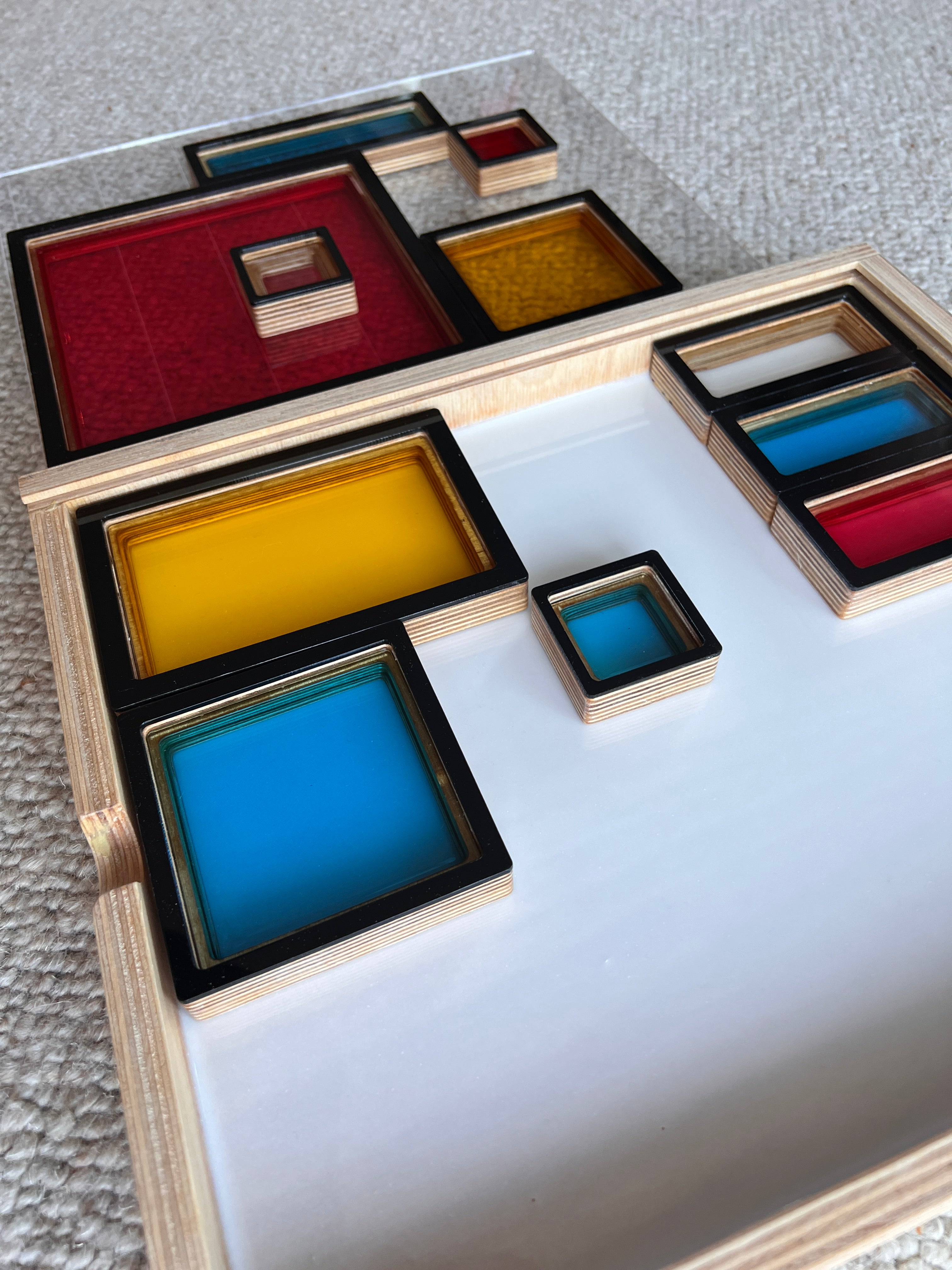 Układanka sensoryczna Little Mondrian – Kreatywny sorter geometryczny 3w1