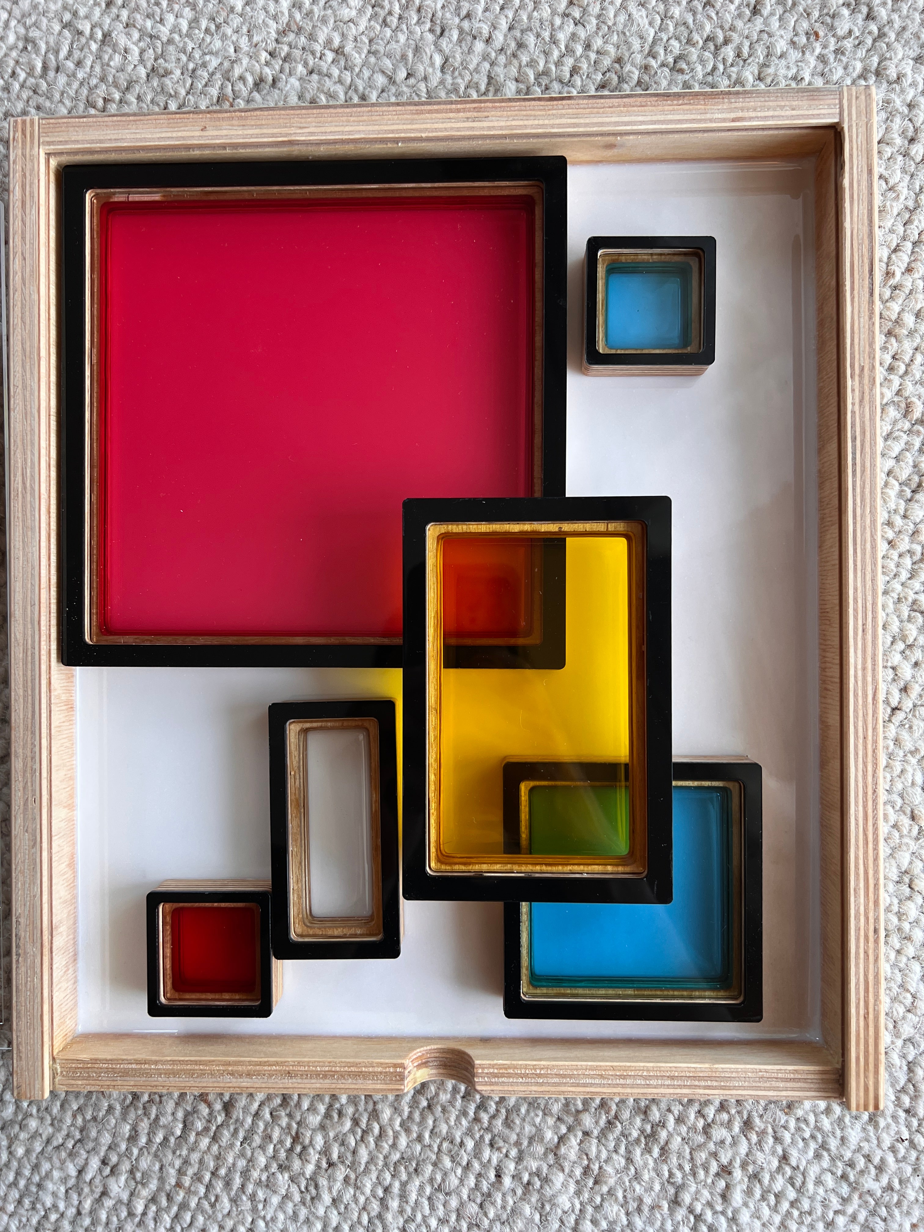 Układanka sensoryczna Little Mondrian – Kreatywny sorter geometryczny 3w1