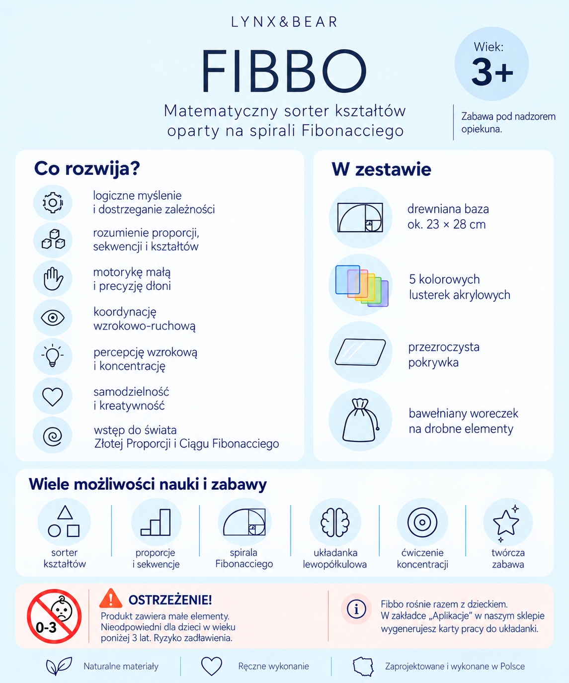 Fibbo - pierwszy sorter kształtów i układanka lewopółkulowa