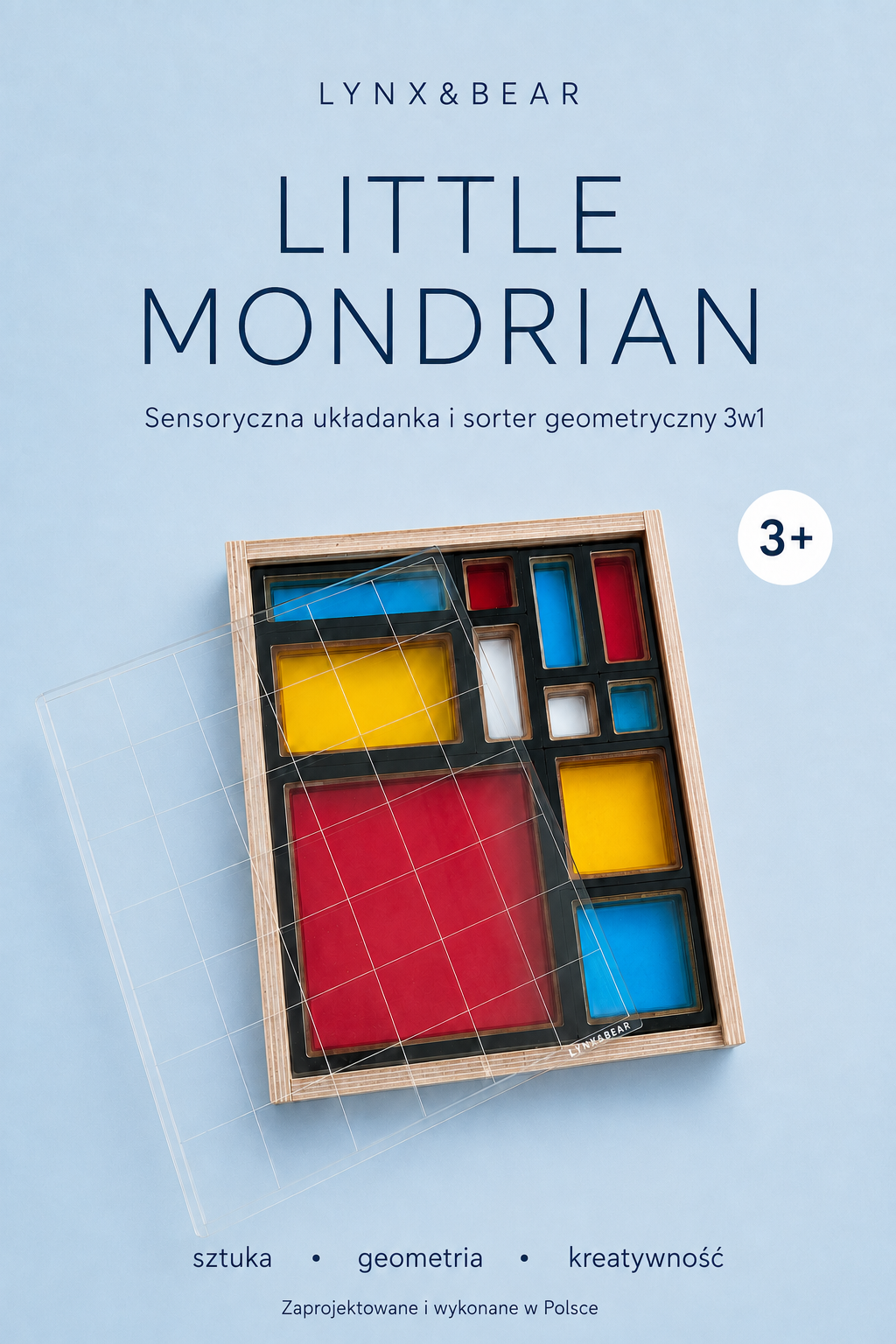 Układanka sensoryczna Little Mondrian – Kreatywny sorter geometryczny 3w1